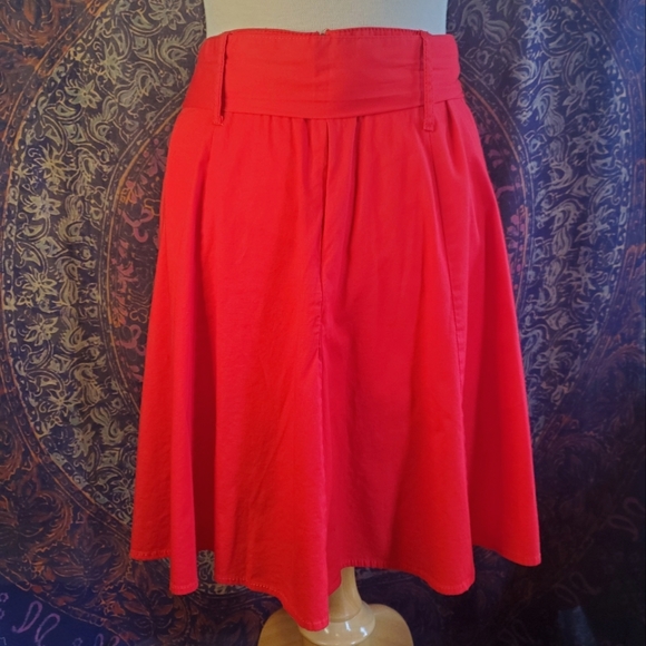 ModCloth (Tropical Wear) Red Cotton Blend Flare Skater Skirt Juniors Large - Picture 3 of 11